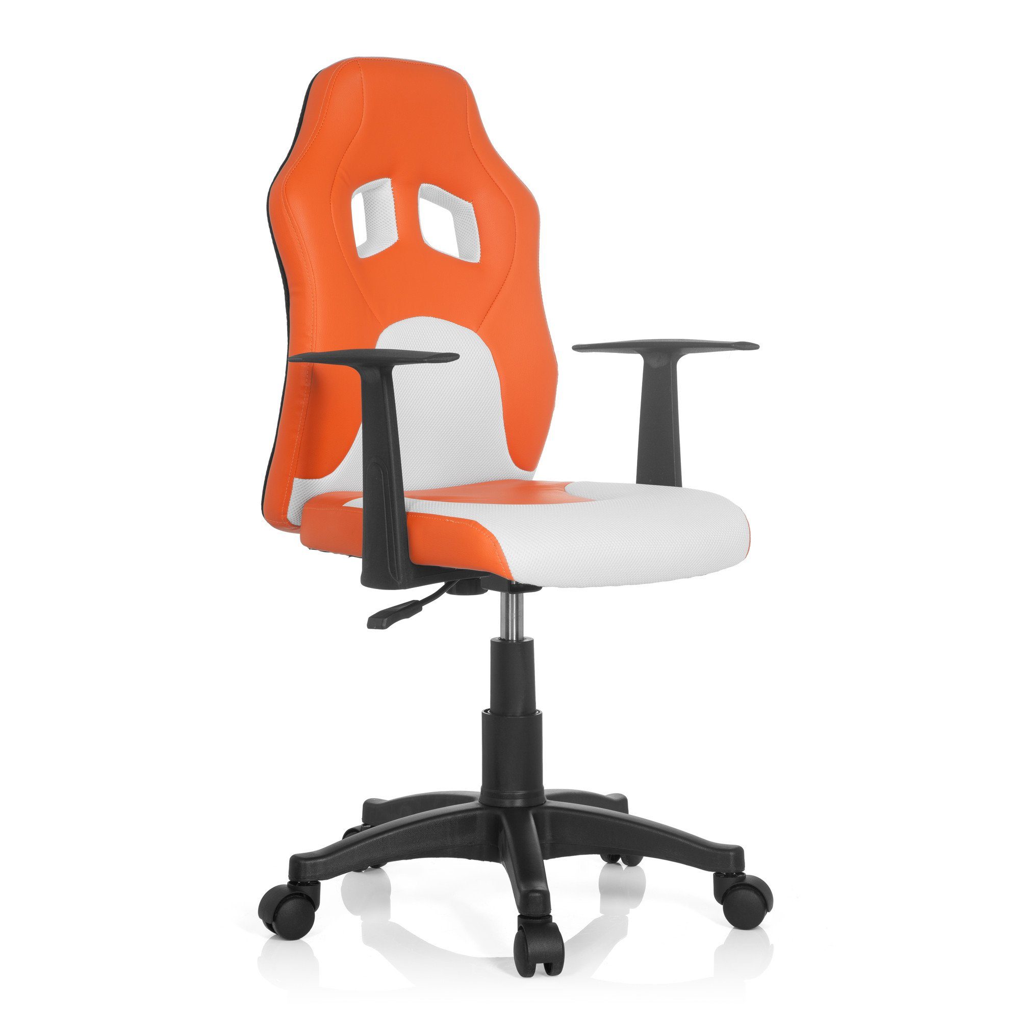 hjh Kunstleder, ergonomisch Kinderdrehstuhl OFFICE GAME Drehstuhl AL Weiß TEEN / Orange