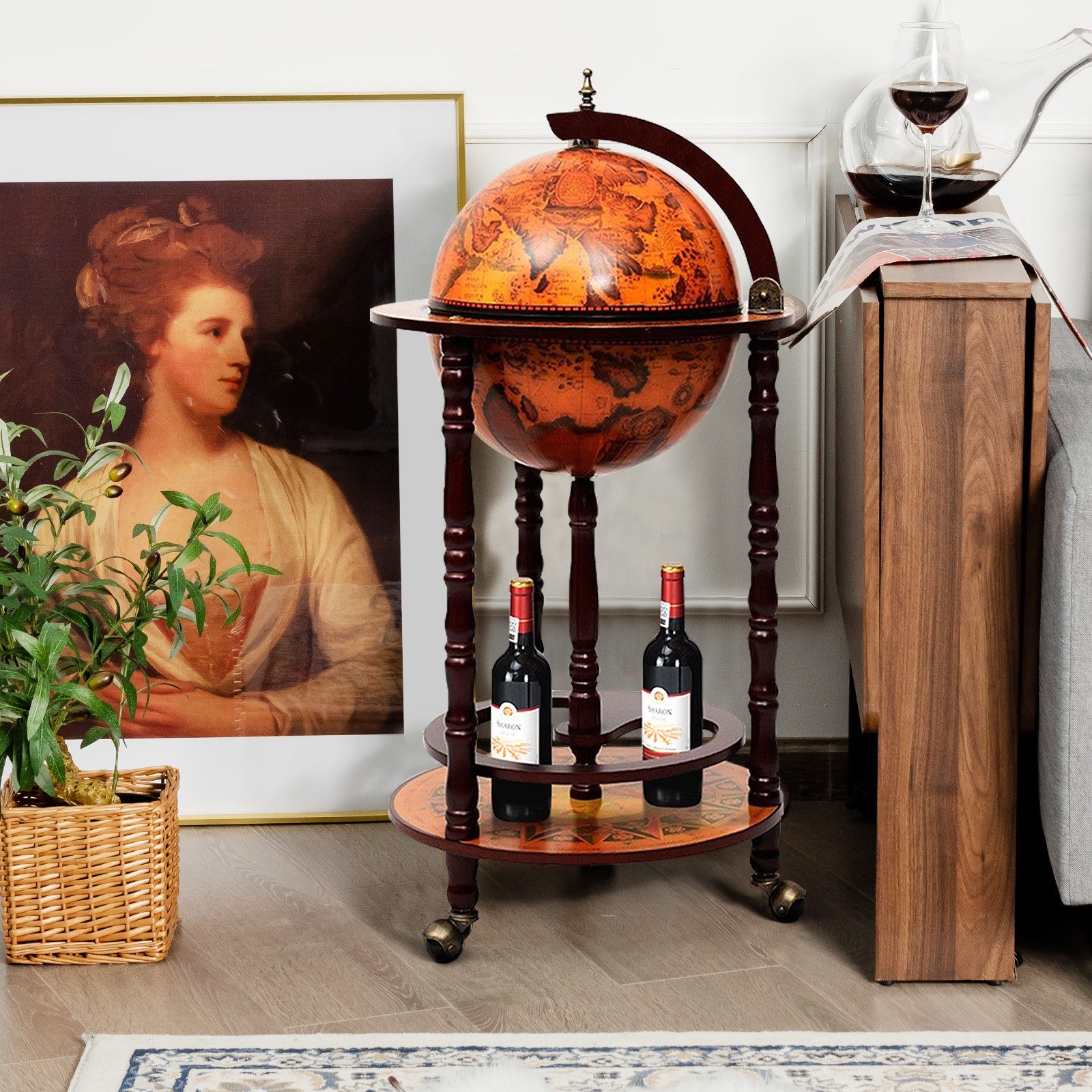 COSTWAY Weinregal stehend, Flaschenregal, Globusbar, mit günstig online kaufen