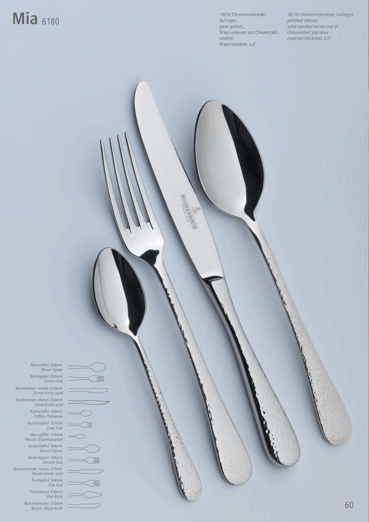 Picard & Wielpütz Solingen Besteck-Set Стейк ножи massiv 6180 MIA von Picard & Wielpütz (6-tlg), Chromstahl