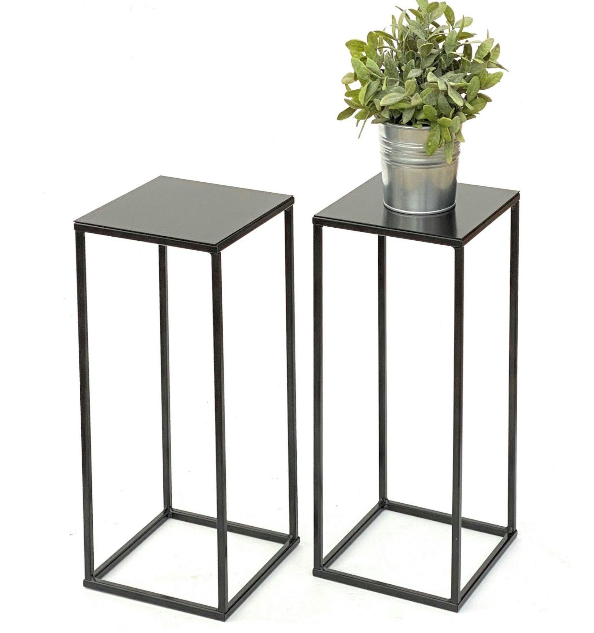 Blumenhocker 2x Metall Schwarz Eckig 62,5 cm Blumenständer 434 Modern