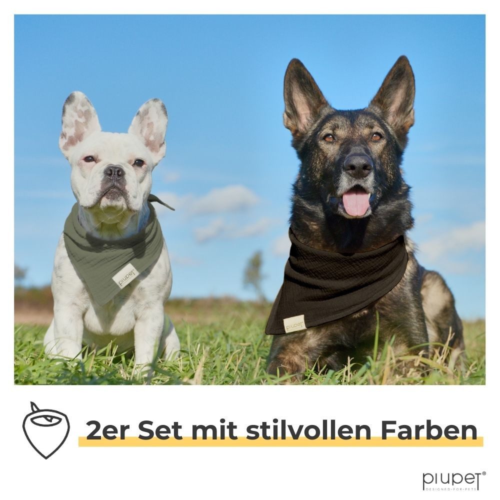Piupet Tier-Halstuch Hundehalstuch I 2er Set Hundehalstücher I Hundezubehör I 58x40x40cm, zum Binden