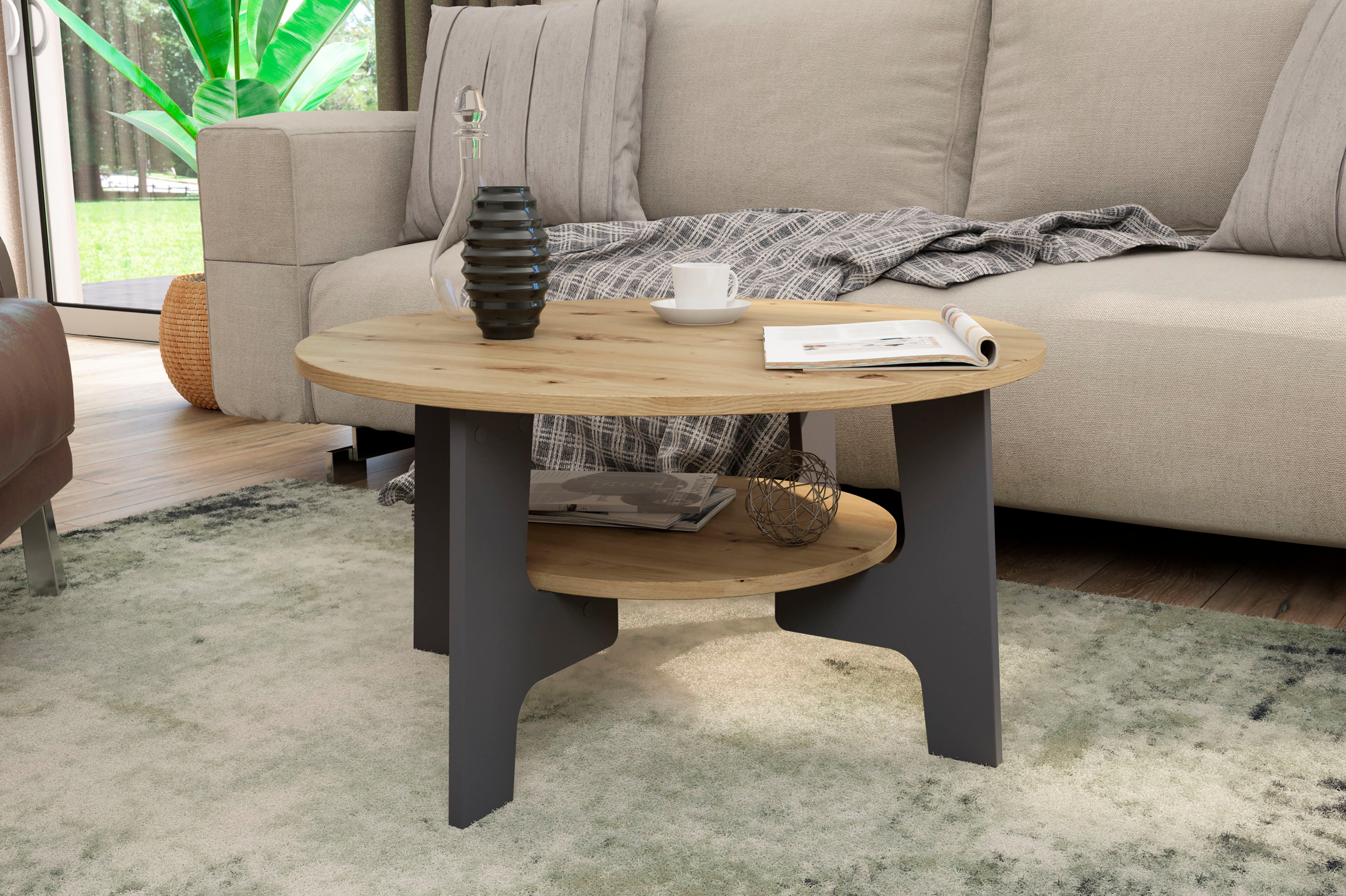 byLIVING Couchtisch JONNY, Artisan Eiche, Old Wood oder weiß, Ablageboden