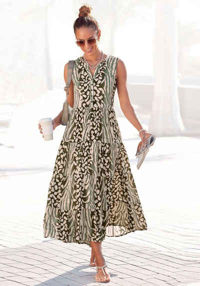 LASCANA Maxikleid mit Animalprint und Knopfleiste, Sommerkleid, Strandkleid