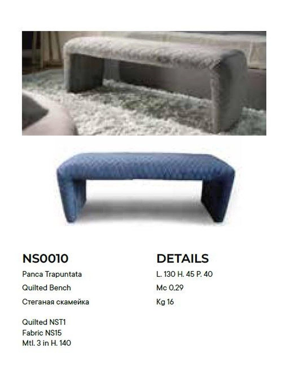 JVmoebel Bettbank Modischer Hocker in Blau mit edlem Textilbezug und Holzfüßen (1-St., Hocker), Made in Europa