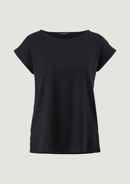 Comma Shirttop T-Shirt mit Lochspitzenpasse Lochstickerei