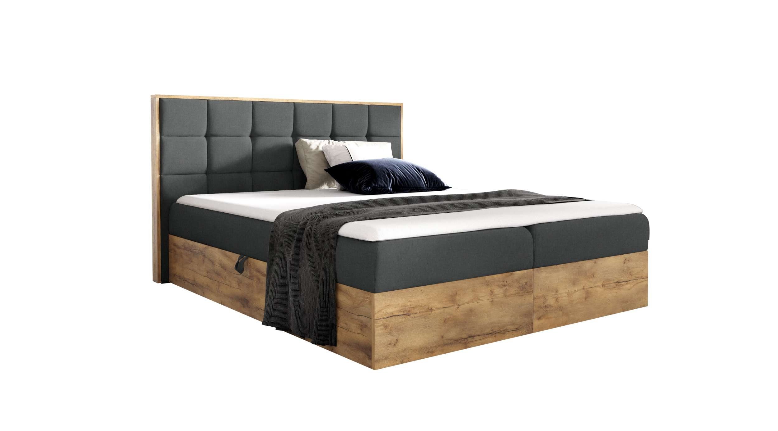99rooms Boxspringbett Florida (Schlafzimmerbett, Bett), 120/140/160/180/200x200, Bonellfederkern Matratze, Topper, Bettkasten