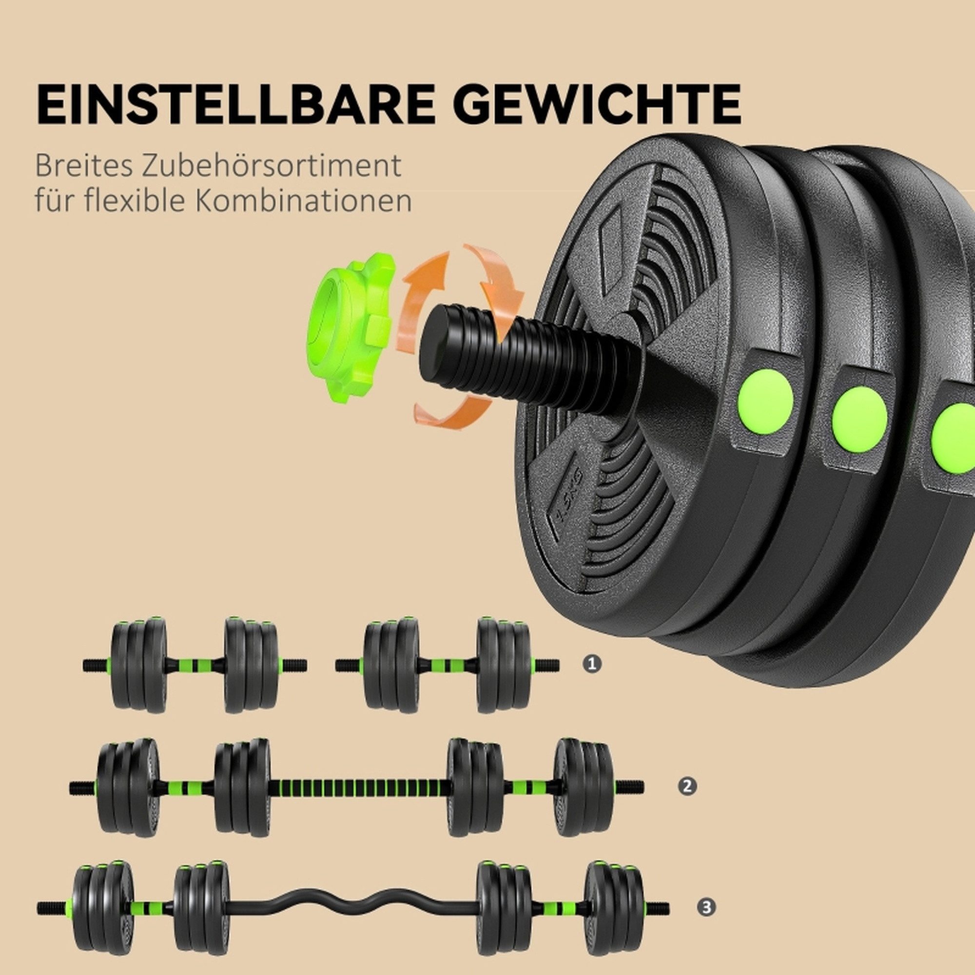 MC Star Hantel-Set Hantelset verstellbar 20 KG Kurzhantel Set Kurzhanteln Langhanteln, (Hanteln Set für Krafttraining)