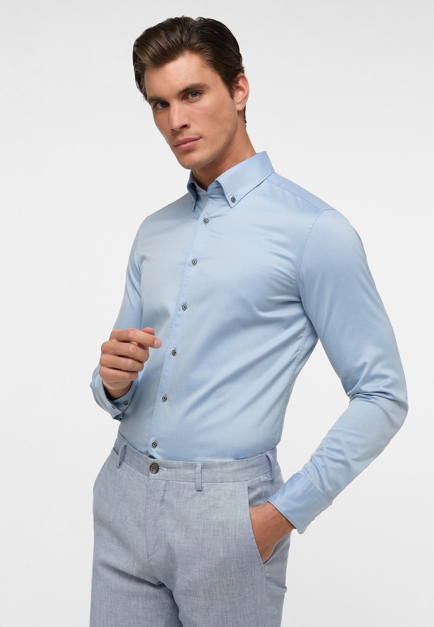 Eterna Langarmhemd SLIM FIT hellblau