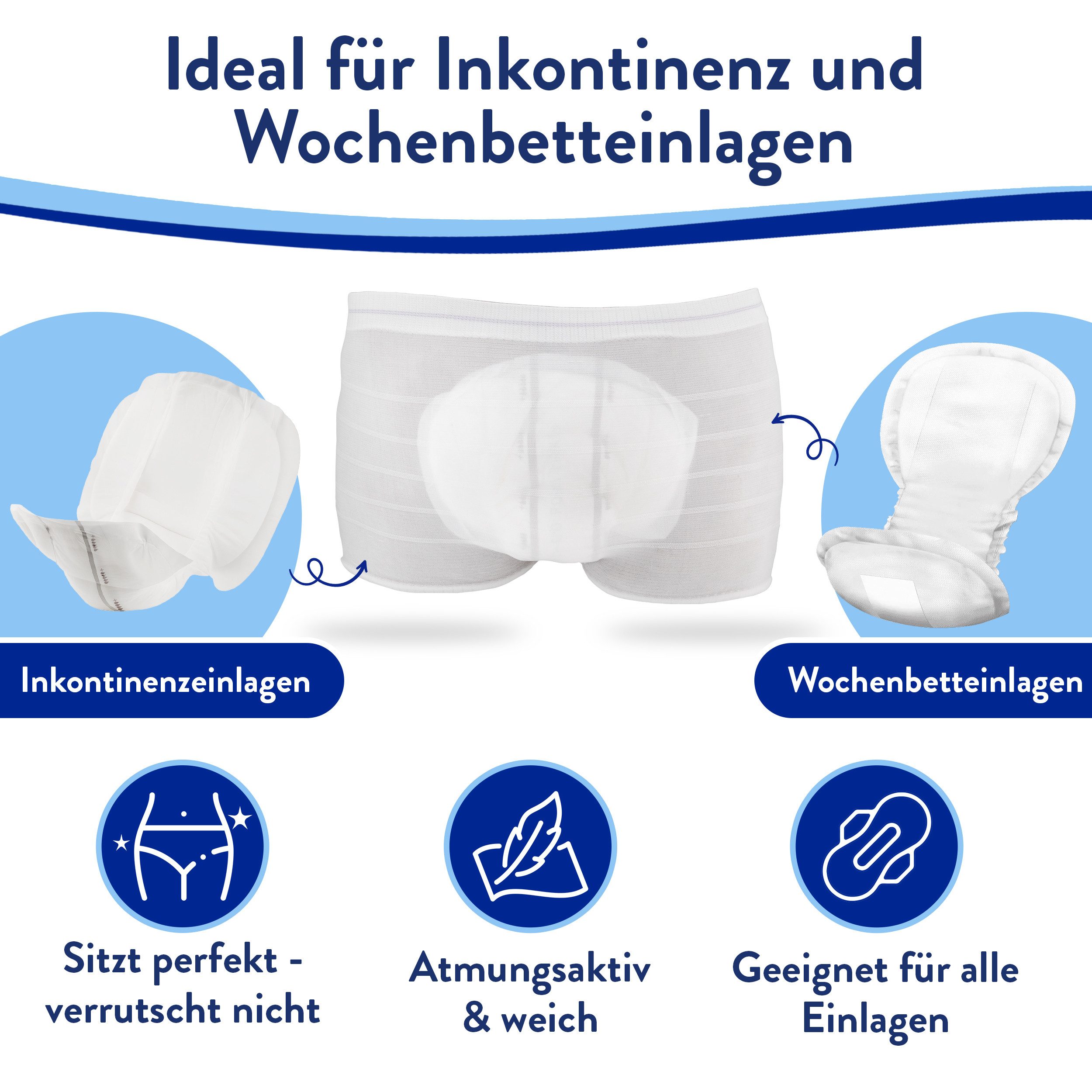 Harmony Care Inkontinenz-Einlage Fixpants Premium - extra weich für Inkontinenz und Wochenbett, L Gr., 25-St., extra weich, zuverlässig haltende