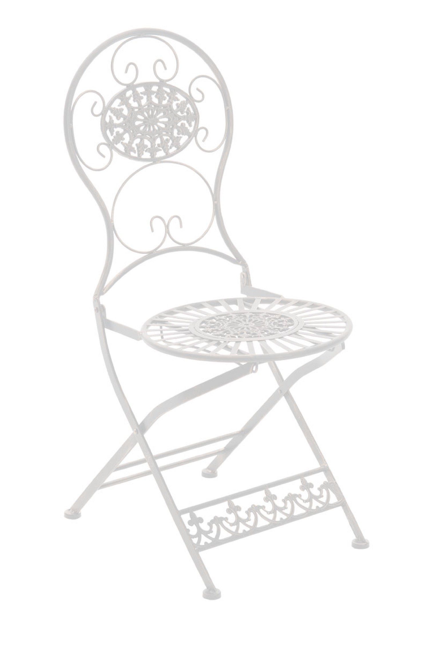 Eisen, Farbe: - weiß 91.5cm TPFGarden Terrasse St), Maße Metallstuhl 43 Balkonstuhl, - - aus Moni Garten, handgefertigtem x x (Hochwertiger 50 Balkon, Klappstuhl 1 für (TxBxH): Gartenstuhl stabiler und