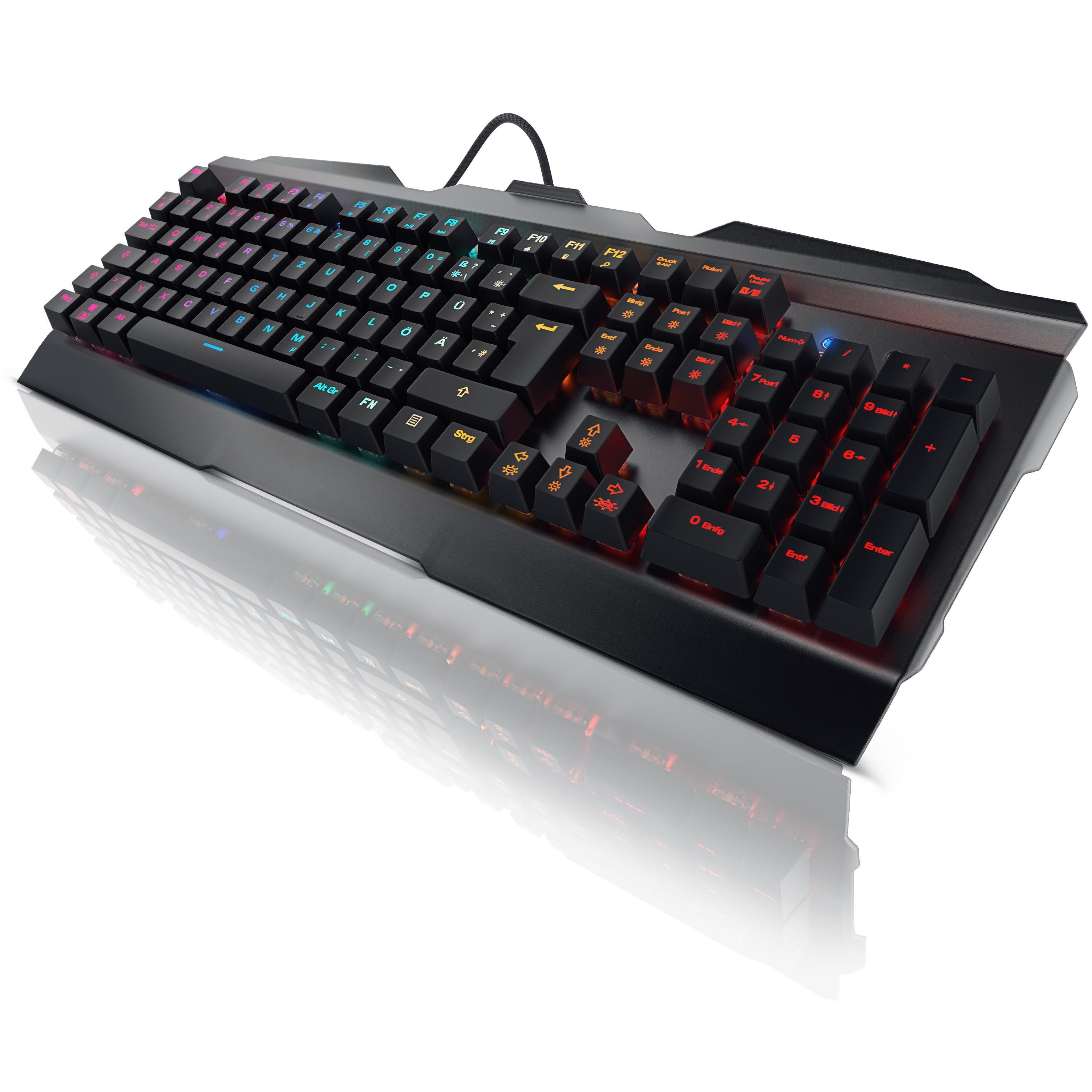 Titanwolf Gaming-Tastatur (mechanisch, Aluminium LED Beleuchtung RGB Gehäuse, Invader) 