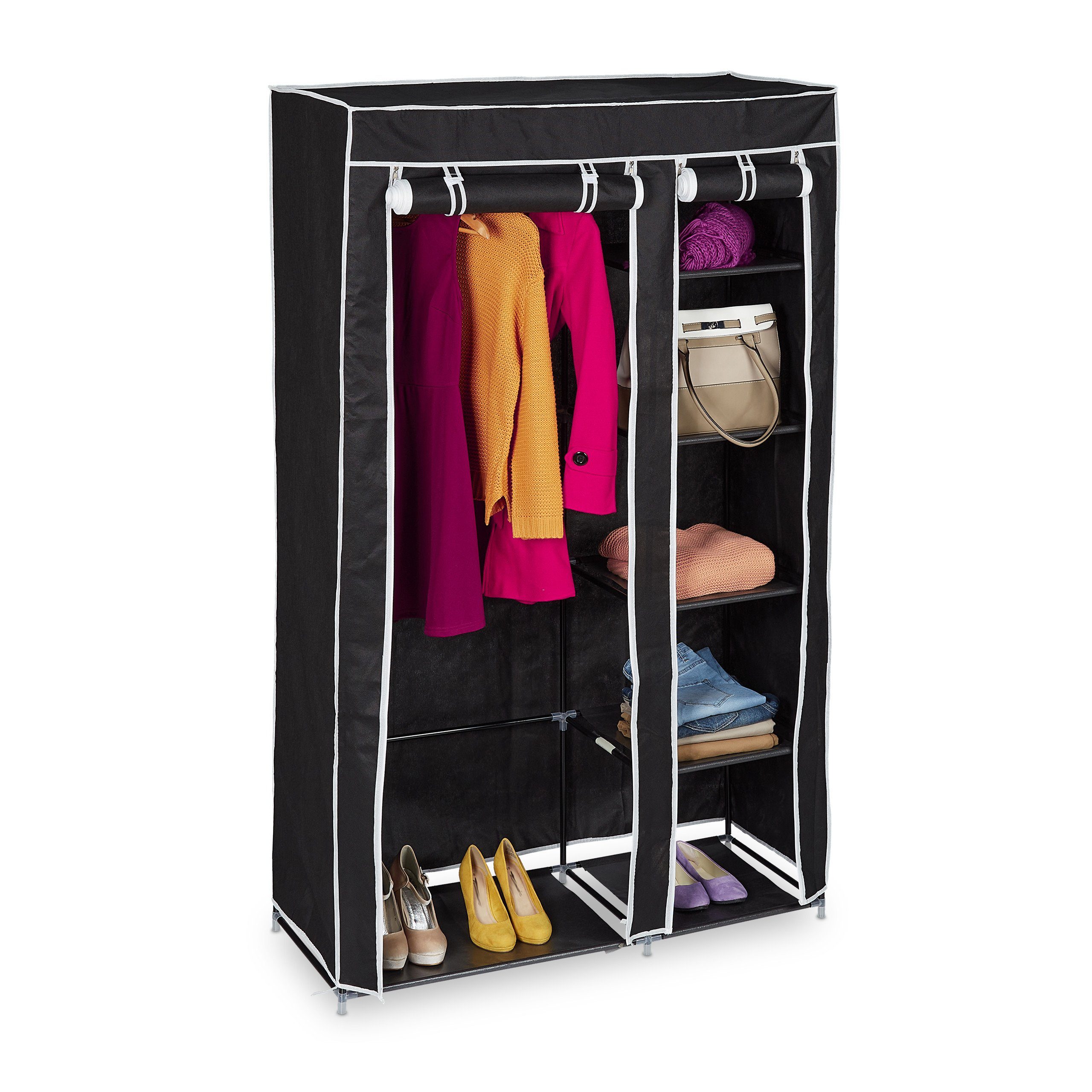 relaxdays Kleiderschrank Großer Stoffschrank mit Kleiderstange günstig online kaufen