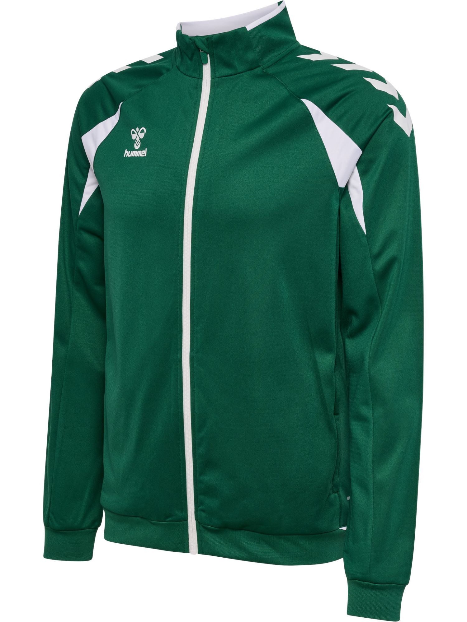 hummel Trainingsjacke hmlCORE 2.0 Track Zip (100% rec. Polyester) dunkelgrün/weiss Herren