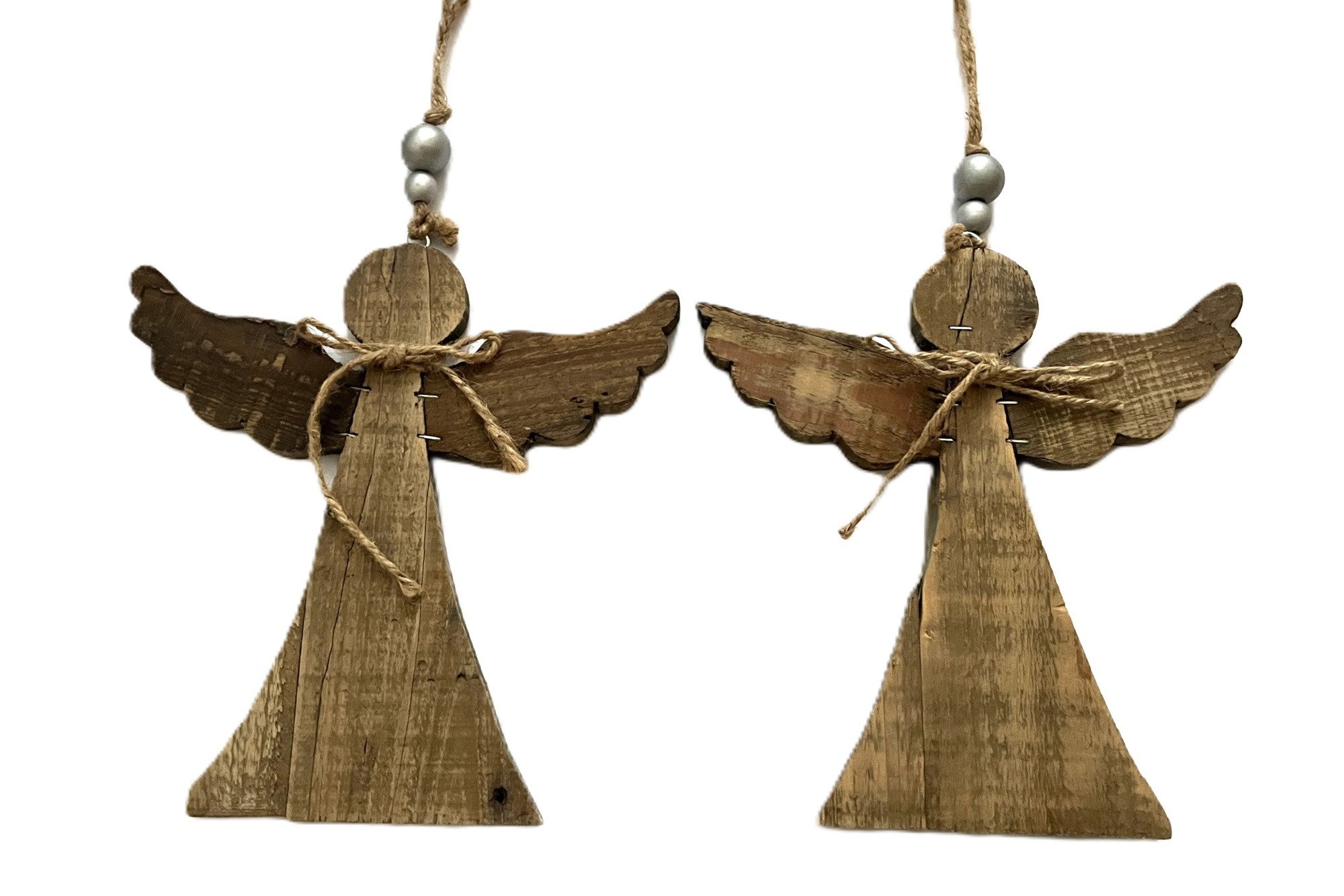 VARIOS Dekohänger Engel Holz Hänger Weihnachten Rustikal Handgefertigt 25 cm 2er Set (2 St), Handarbeit