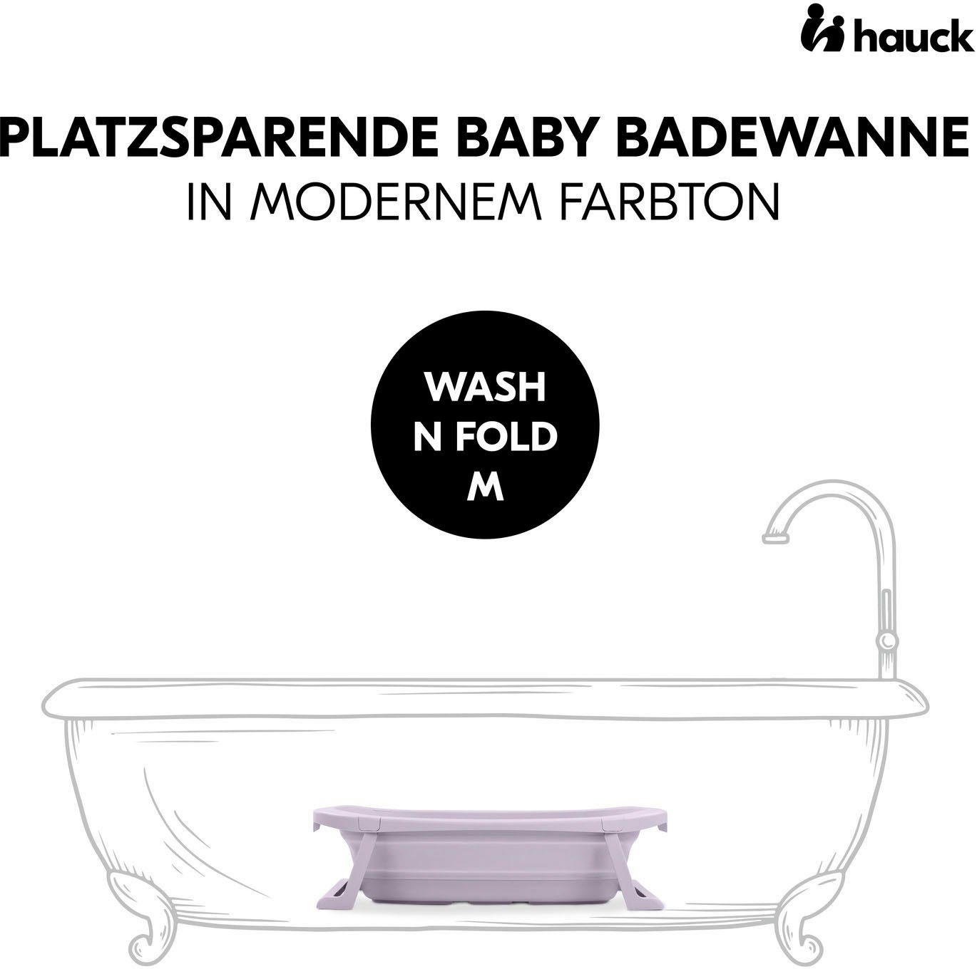 Babybadewanne Lavender, mit Hauck Ablaufstopfen Wassertemperaturmessung N Fold am Faltbadewanne Wash M,