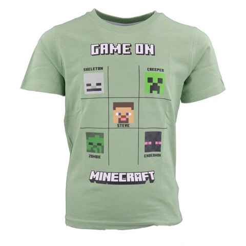 Minecraft Print-Shirt Minecraft Steve Creeper Zombie Kinder jungen T-Shirt Gr. 116 bis 152, 100% Baumwolle