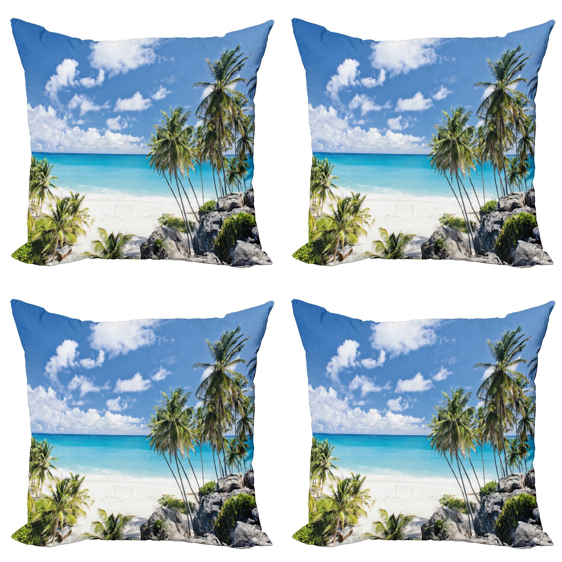 Kissenbezüge Modern Accent Doppelseitiger Digitaldruck, Abakuhaus (4 Stück), Tropisch Barbados Beach Ocean
