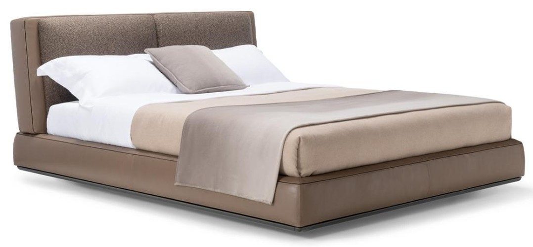 JVmoebel Polsterbett Braunes Lederbett Textil Doppelbetten Schlafzimmer, Made in Europa