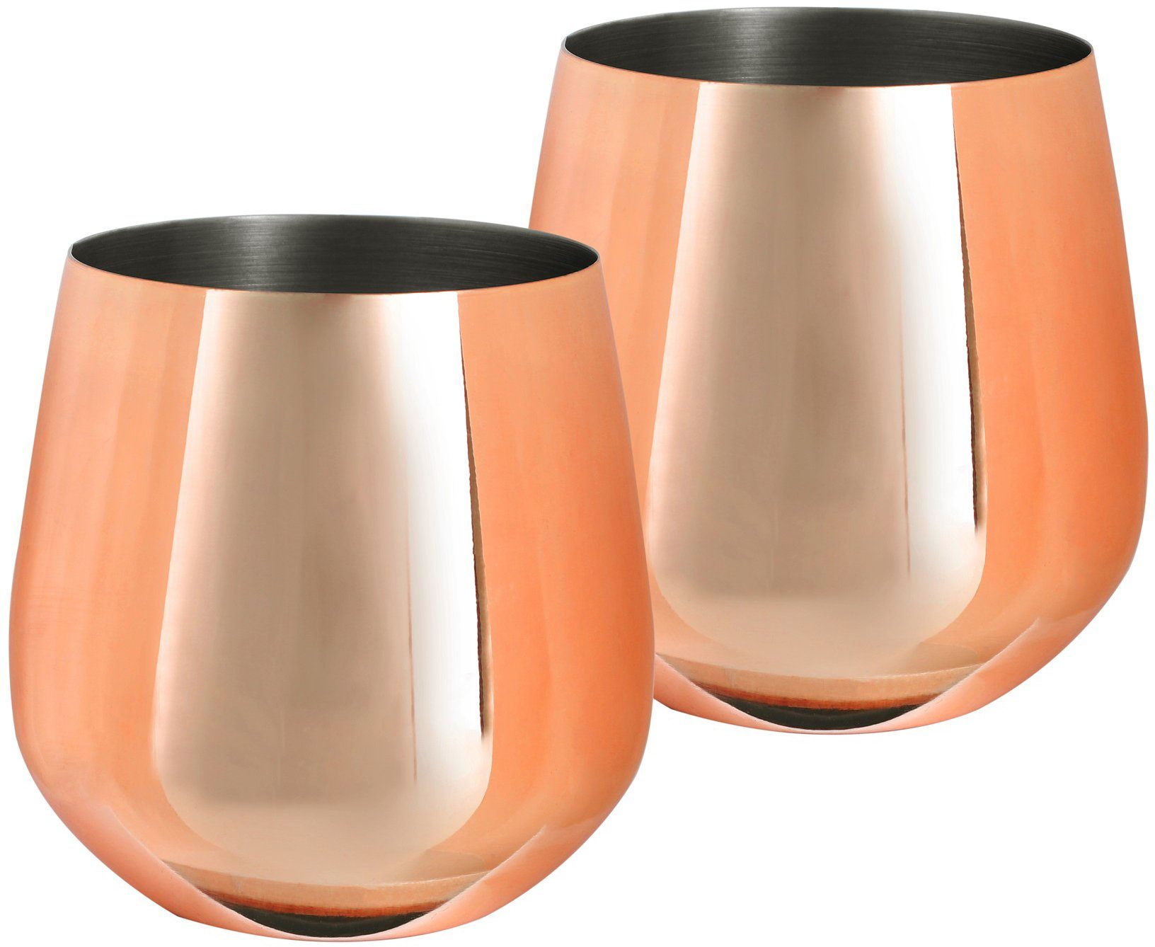 ECHTWERK Weinglas, 2-tlg., Edelstahl, (Wein & Wasserkelch-Set), 500 ml, bruchsicher, stiellos, 10 x 9,5 cm