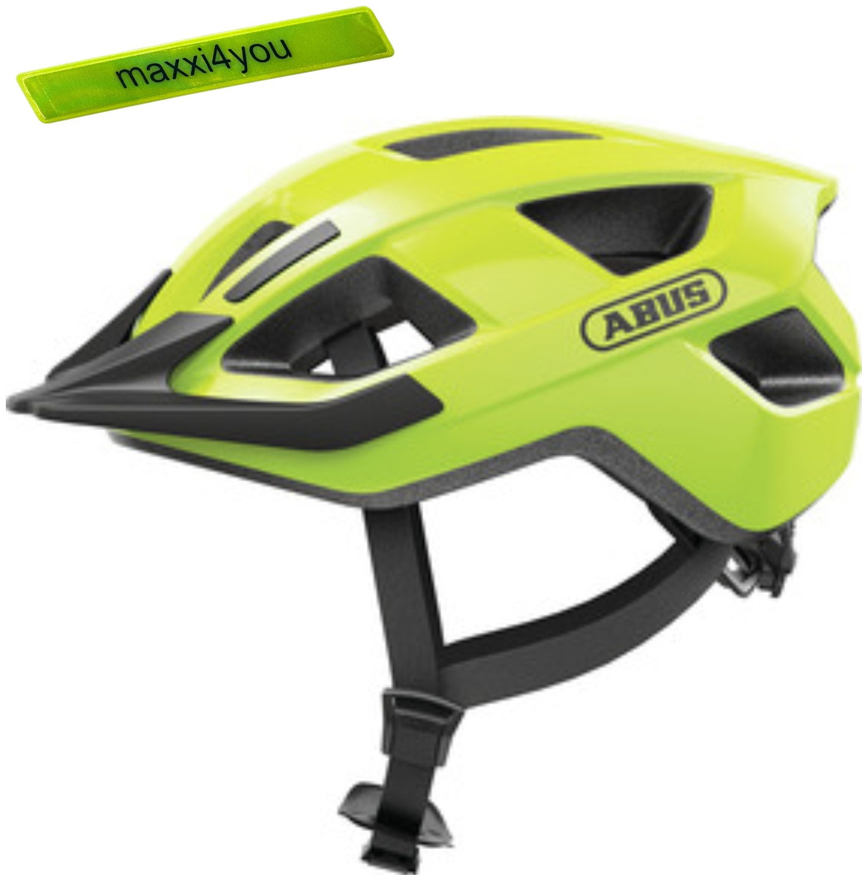 maxxi4you Fahrradhelm Abus Aduro 3.0 Fahrradhelm Gelb Größe L inkl. maxxi4you Reflexband