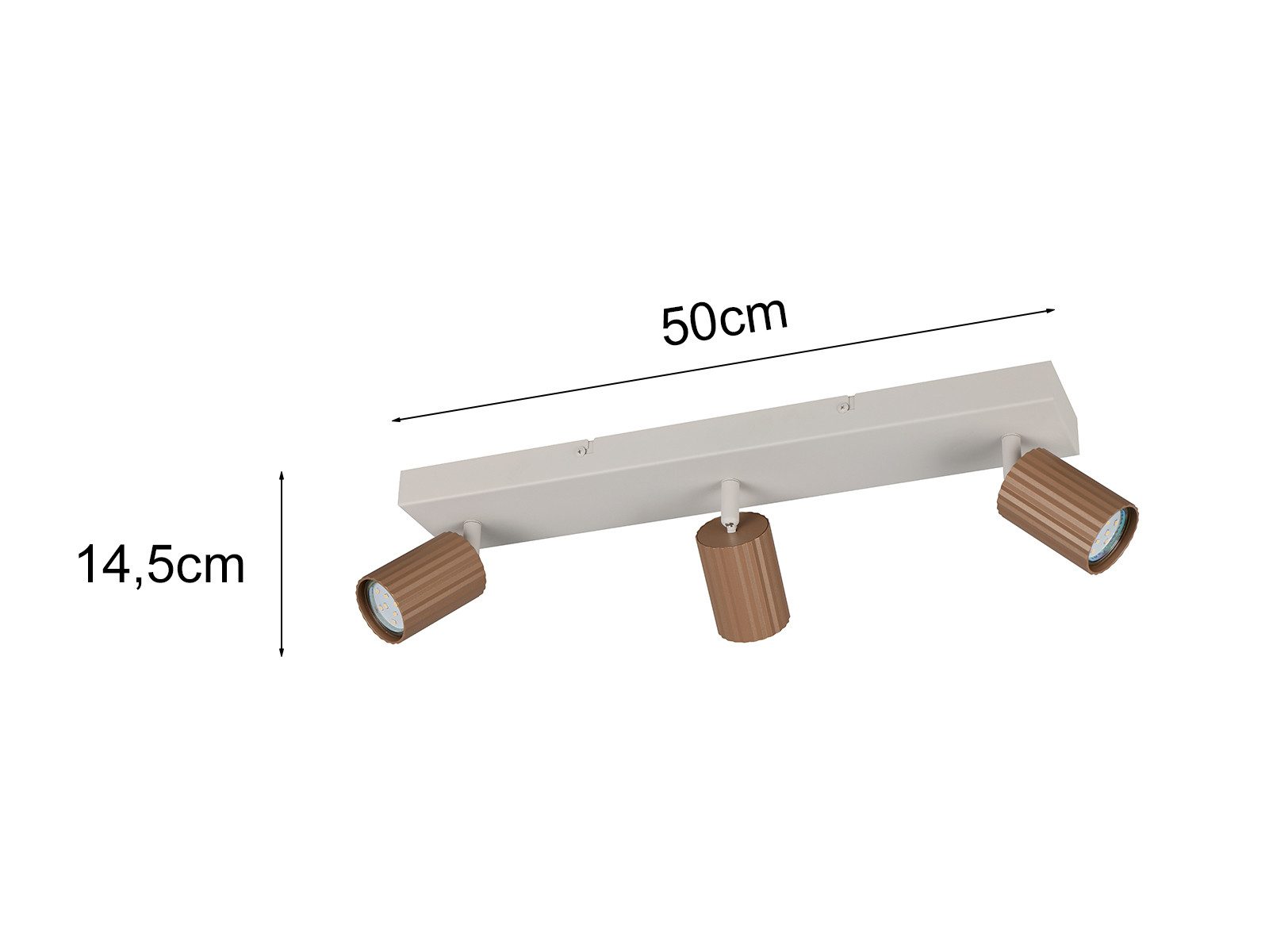 TRIO Leuchten LED Deckenstrahler, Dimmfunktion, LED wechselbar, Warmweiß, Innen Strahler mit 3 schwenkbaren Spots aus Metall, Breite 50cm