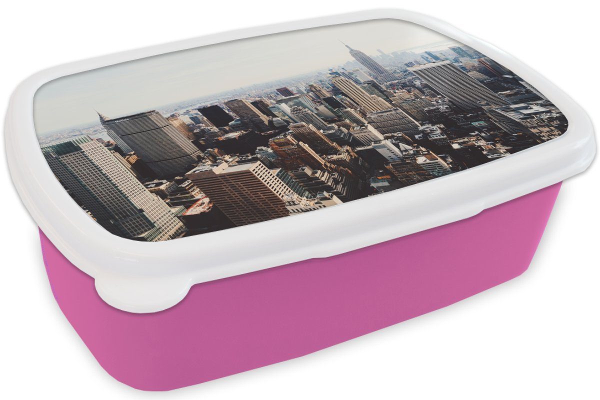 - Amerika MuchoWow für Mädchen, Kunststoff Brotdose - Snackbox, rosa Kinder, York USA, New Erwachsene, Lunchbox Brotbox Kunststoff, (2-tlg),