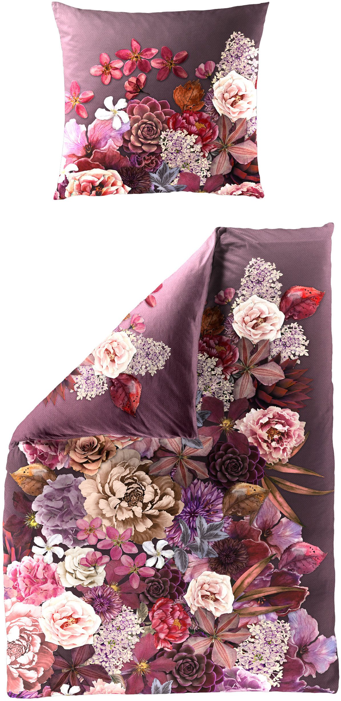 BIERBAUM Bettwäsche 5278, Mako-Satin, 2 teilig, Mako-Satin, 100 % Baumwolle, pflegeleicht; Digitaldruck