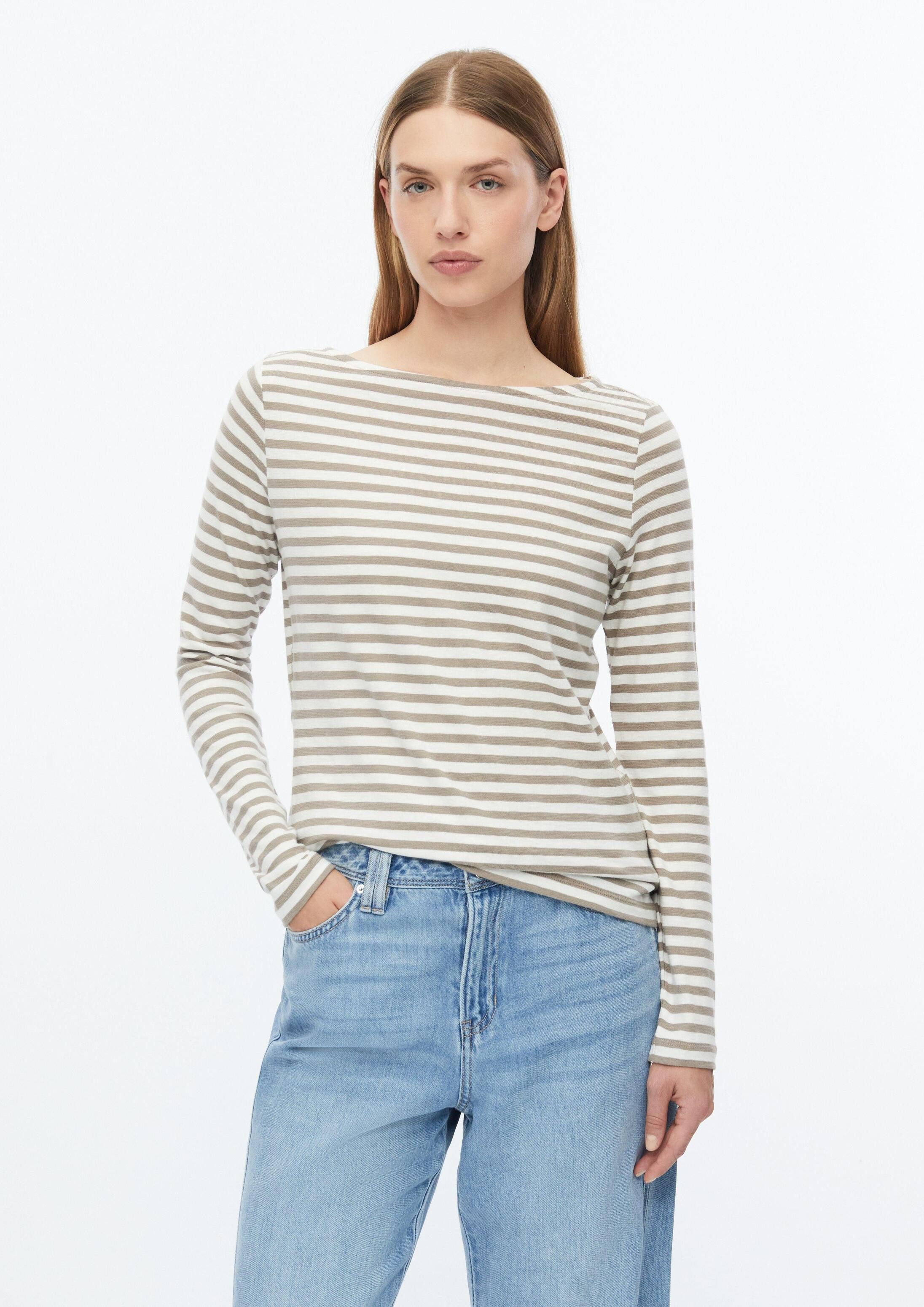 s.Oliver Langarmshirt T-Shirt Gestreiftes Langarmshirt aus Flammgarn mit U-Boot-Ausschnitt