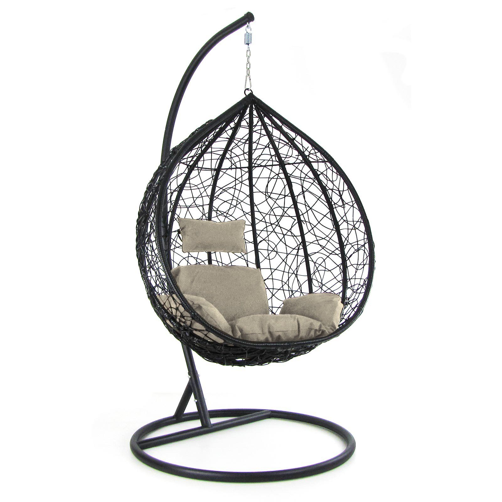 RAMROXX Hängesessel Luxus Schaukel Korb Gestell Schwarz mit Sitzkissen Beige XXL. € 298,30