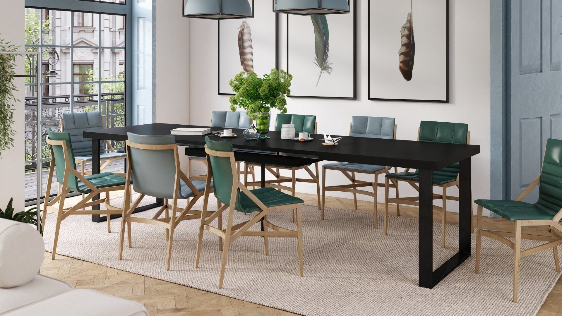 Mazzoni Esstisch Design Esstisch Avella Tisch ausziehbar 160 bis 310 cm Schwarz matt