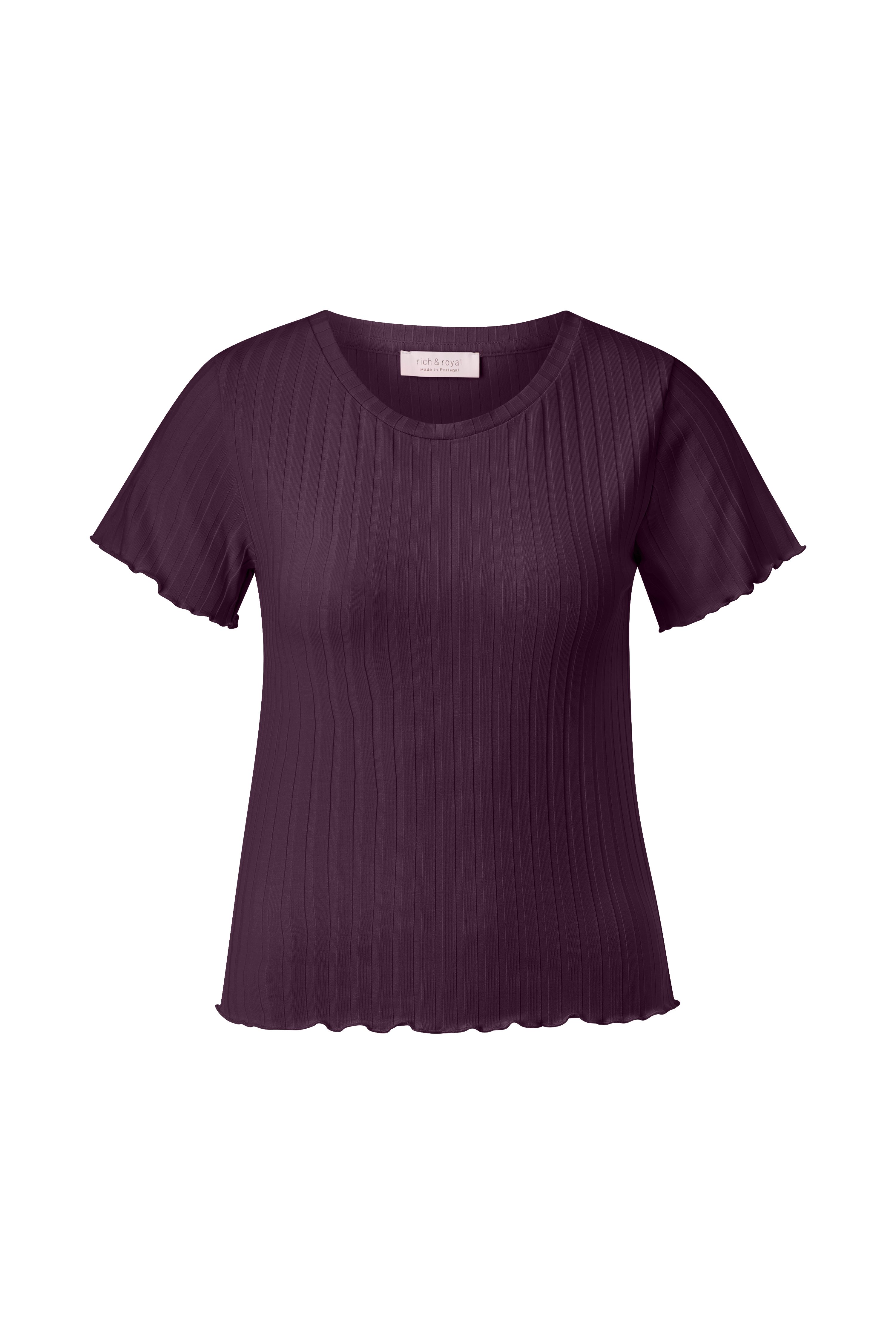 RICHROYAL Kurzarmshirt Mit gewelltem Saum an Rumpf und Ärmeln – Bild 4 von 5
