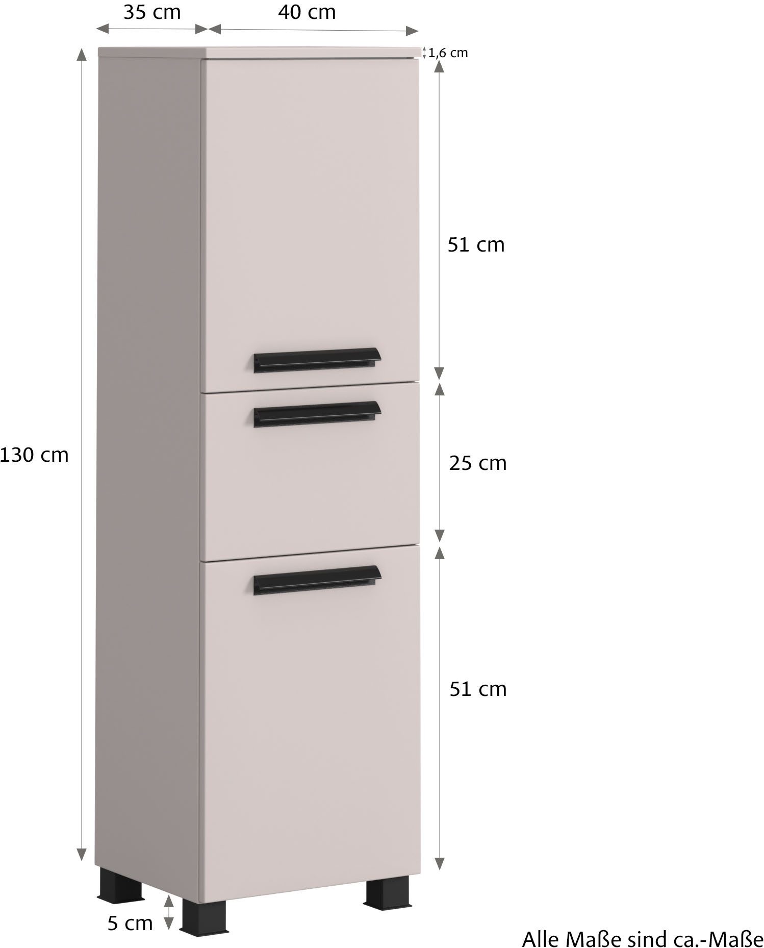 welltime Badmöbel-Set SALVADA, 5tlg-Set, gedämpfte Scharniere, Softclose, Keramikbecken, (Maße (B/T/H): 180/47,5/200 cm), Kaschmir, Keramikbecken 1 od. 2 Armaturlochbohrungen