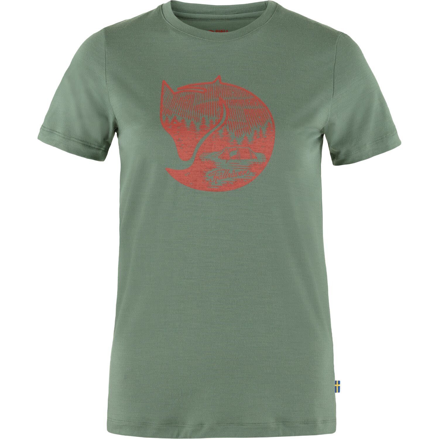 Fjällräven T-Shirt Fjällräven W Abisko Wool Fox Short-sleeve Damen Blue/Green Green - Terracotta Brown
