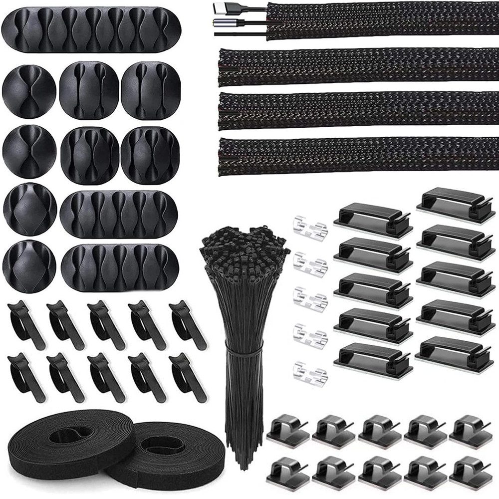 TUWENA Kabelführung 152pcs Kabelmanagement, Kabel aufgeräumt, Clip Organizer Schreibtisch (152-St)