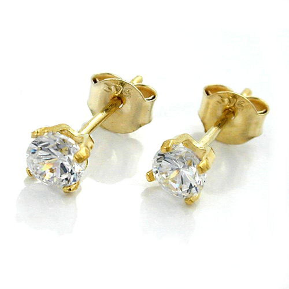 375 Krone weiße Gold Ohrschmuck, 375 Zirkonia, Paar Schmuck Ohrstecker Ohrstecker Solitär, 4mm Gold Gelbgold,