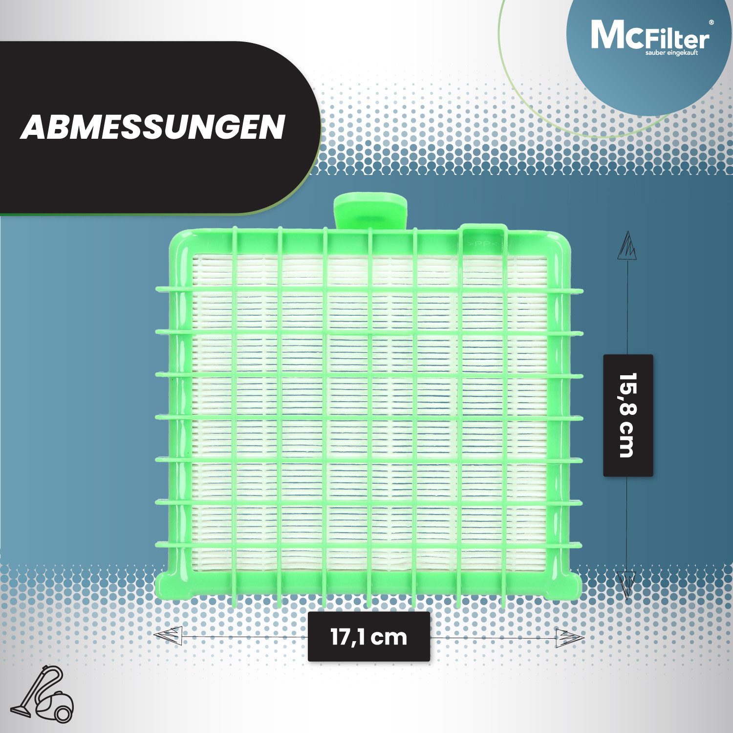 McFilter HEPA-Filter 2x Mikrofilter, Zubehör für Rowenta Silence Force ZR002901, passgenau, grün