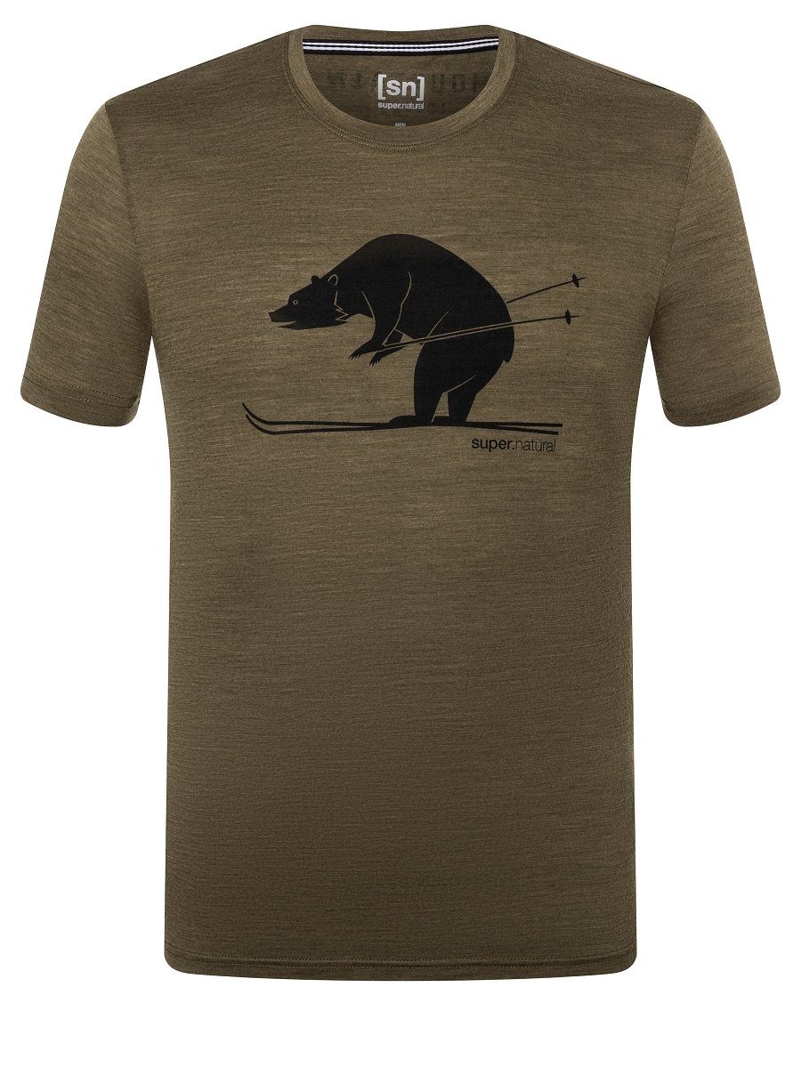 SUPER.NATURAL Print-Shirt Merino T-Shirt M SKIING BEAR TEE geruchshemmender Merino-Materialmix