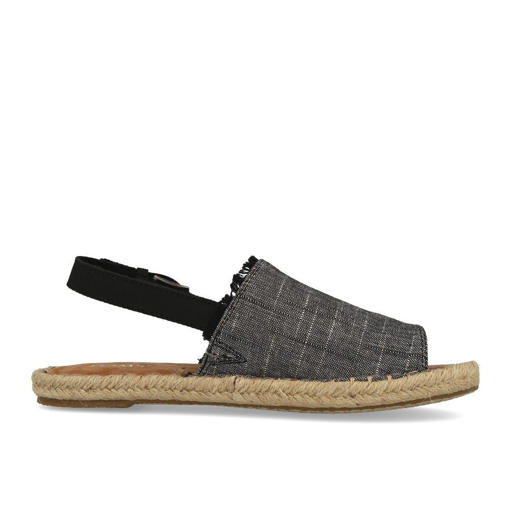 TOMS TOMS Clara Black Textured Chambray Leather Sandale