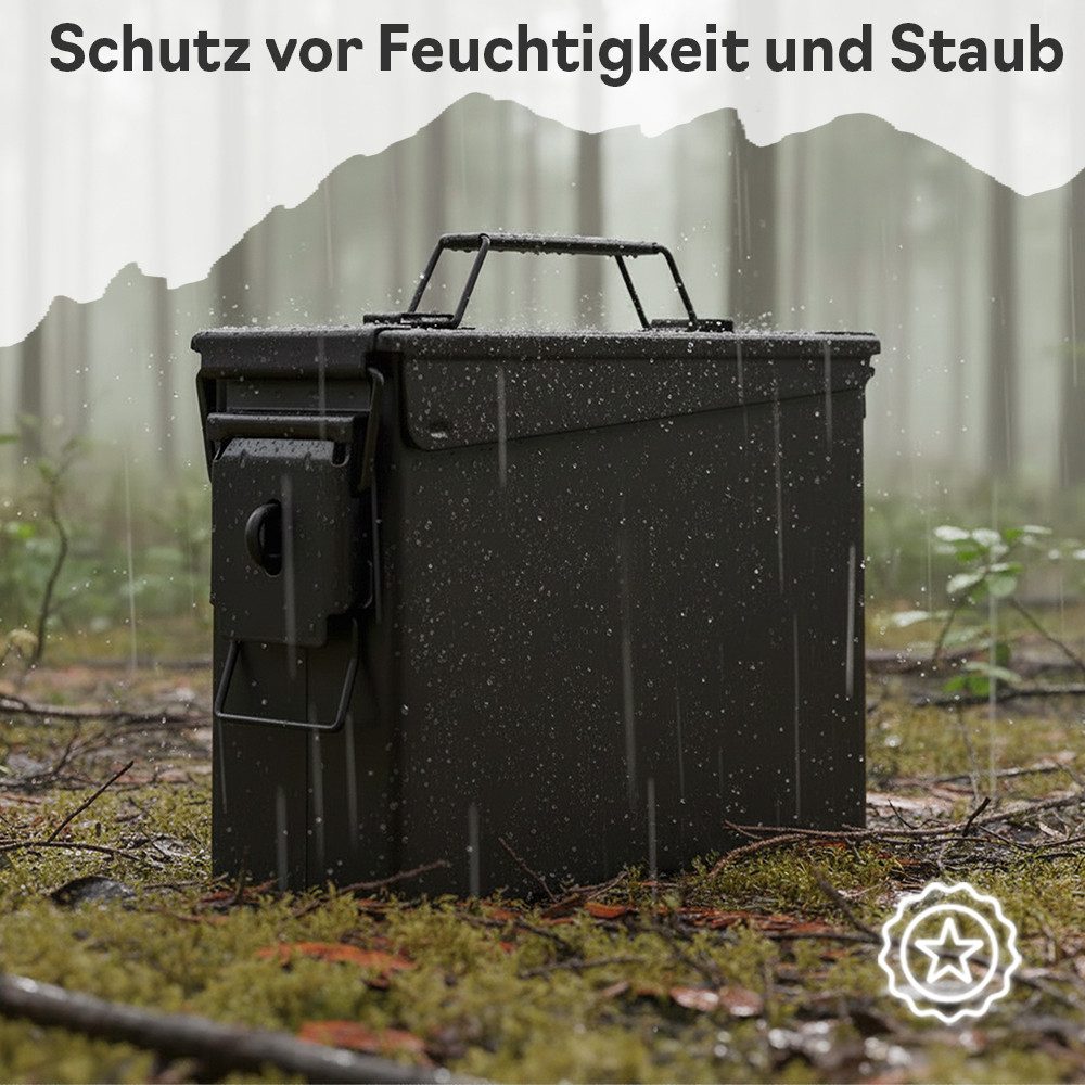 Trucky Aufbewahrungsbox Ammo Box Munitionsbox Box Metallkiste Metallbox Schwarz Metall