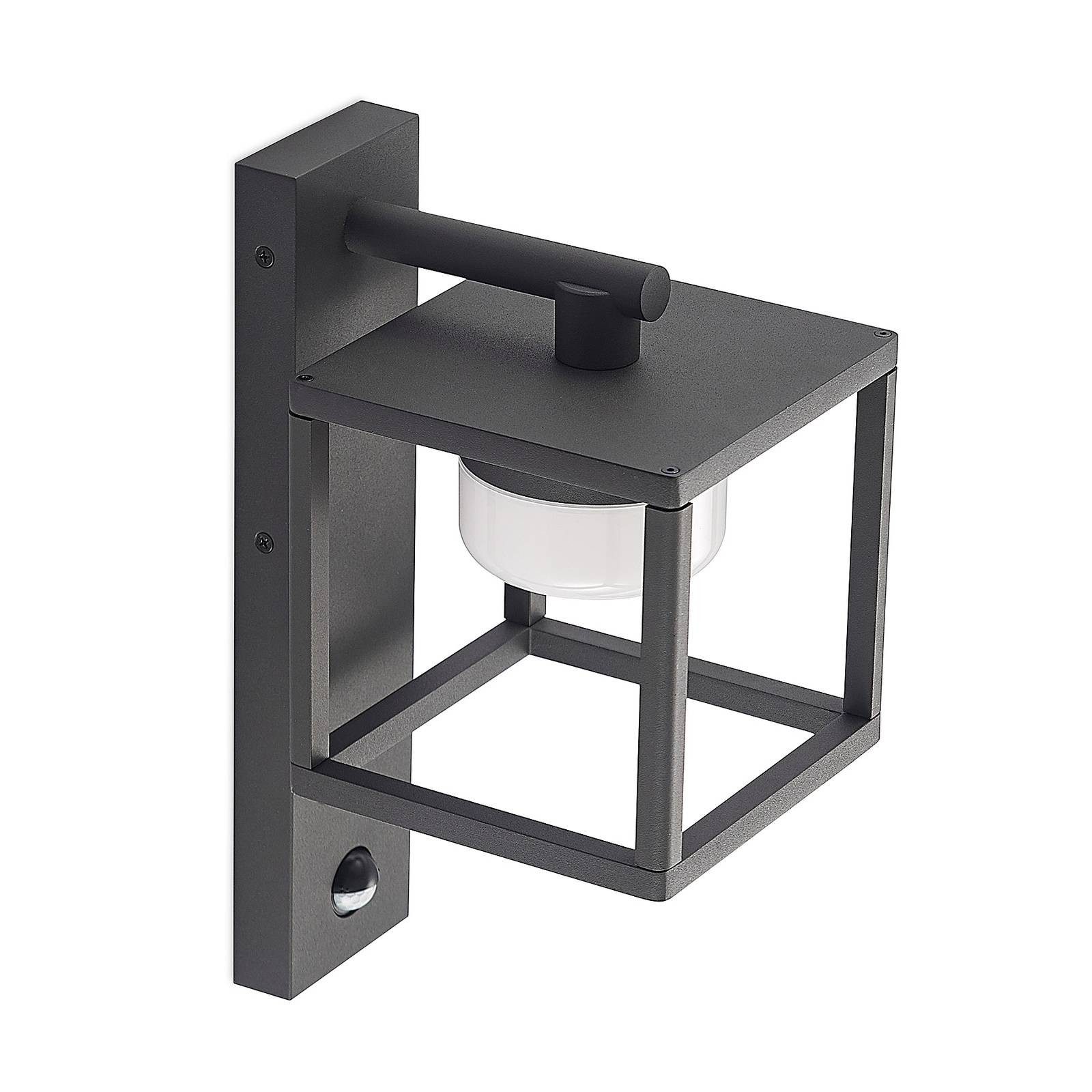 Lucande Außen-Wandleuchte Timio, dimmbar, Leuchtmittel nicht inklusive, Modern, Aluminium, Kunststoff, dunkelgrau (RAL 840-M), 1 flammig,mit