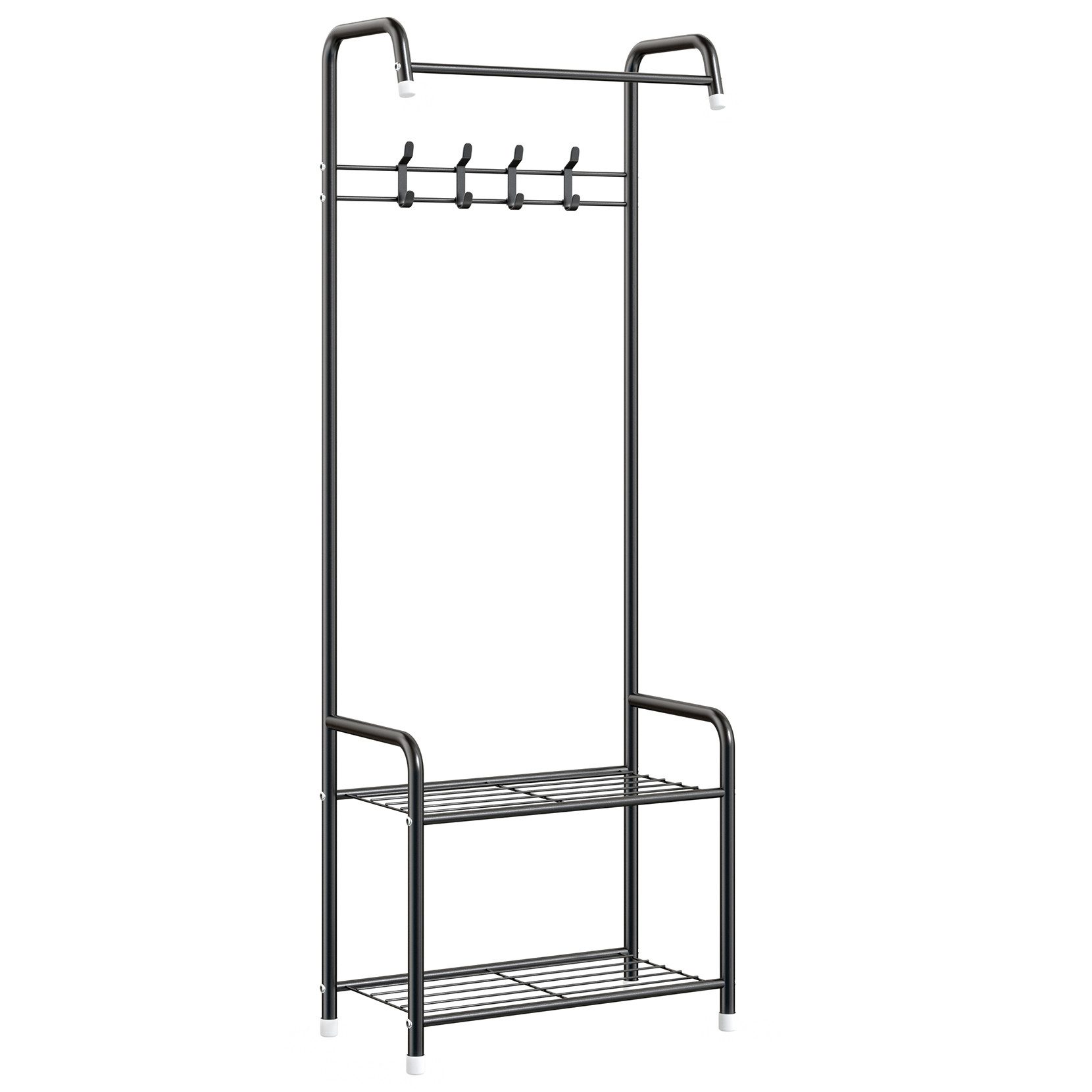 OUNUO Kleiderständer F-Form Kleiderständer mit 2 Ablage und 4 Haken günstig online kaufen