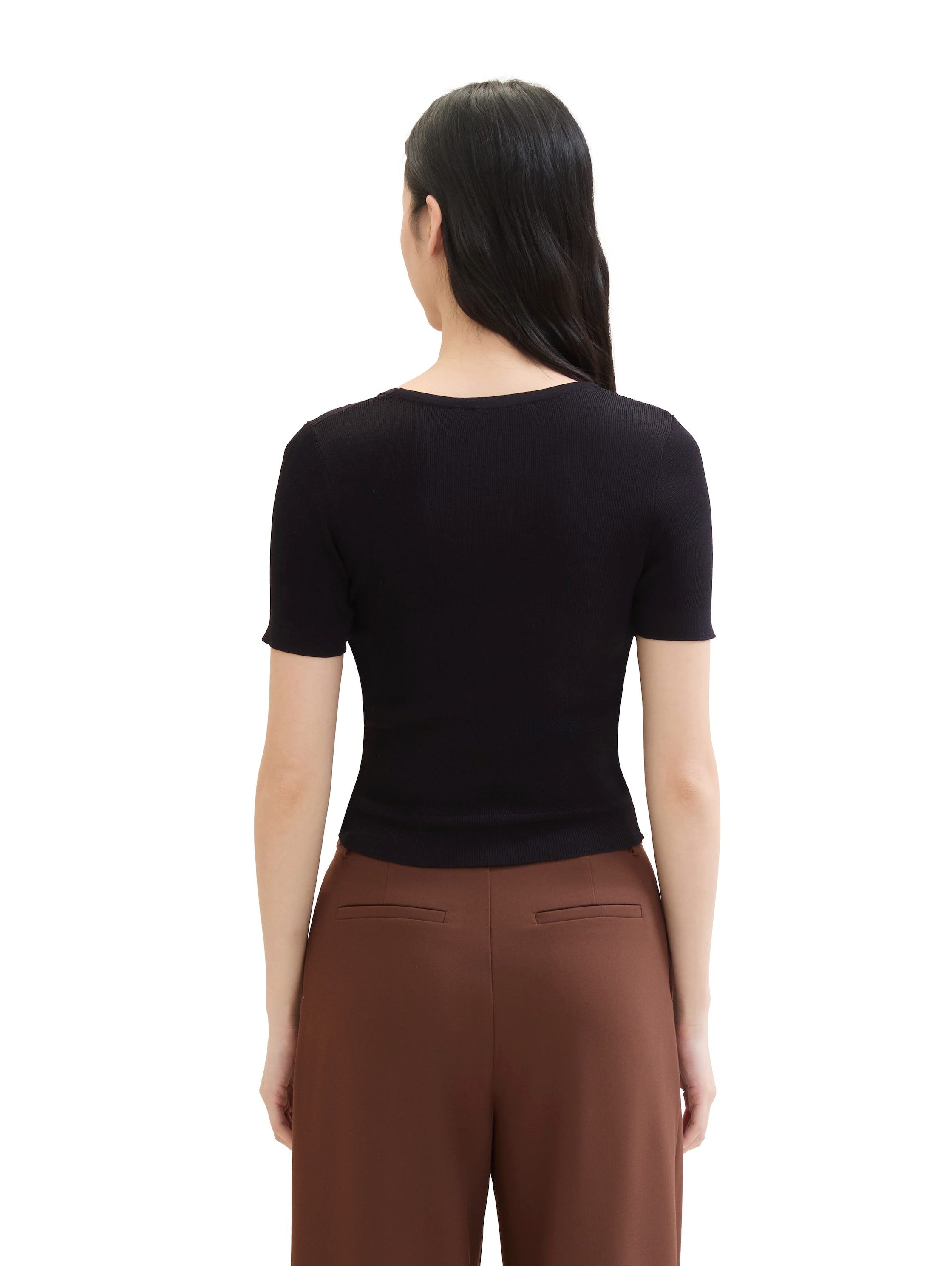 TOM TAILOR Kurzarmpullover T-Shirt mit Herzausschnitt