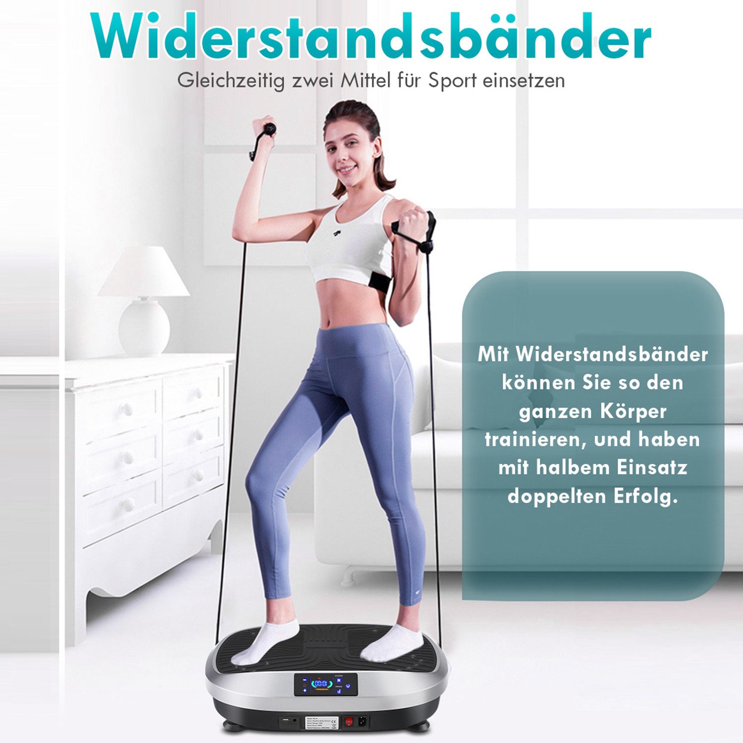 kehot Vibrationsplatte 3D Vibrationsplatte mit 120 Stufen,Spannseil & Fernbedienung, 200 W, 120 Intensitätsstufen, 6 Programme, Magnetfeldmassage,Ganzkörpertrai – Bild 5 von 5