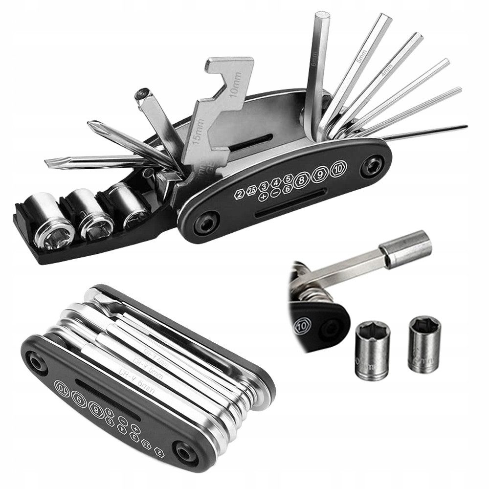 VERK GROUP Fahrradwerkzeugset Fahrrad Werkzeugset 16in1 Multitool Steckschlüssel Klappbar, (1-tlg), 16-in-1 Multitool, klappbar