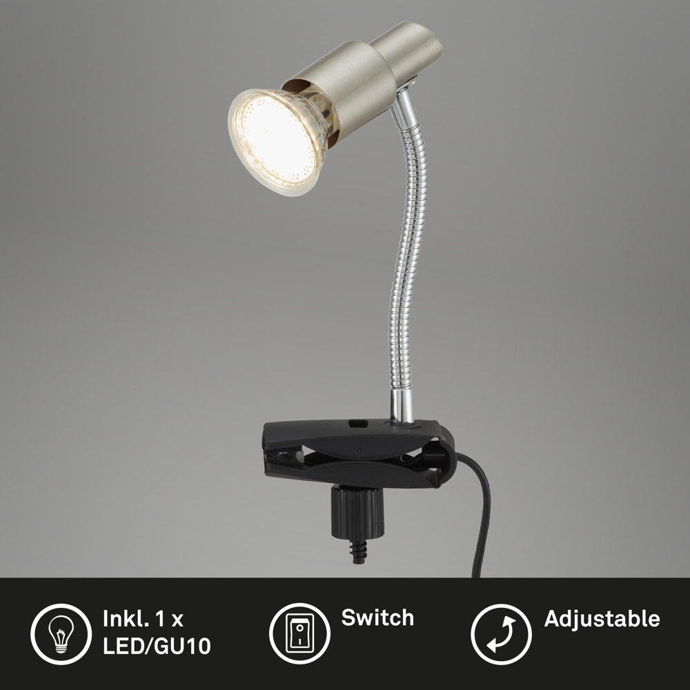 click-licht Unterschrankleuchte LED Klemmleuchte Simple in Nickel-matt 3W  250lm, :, Leuchtmittel enthalten: Ja, LED, warmweiss, Möbelleuchten