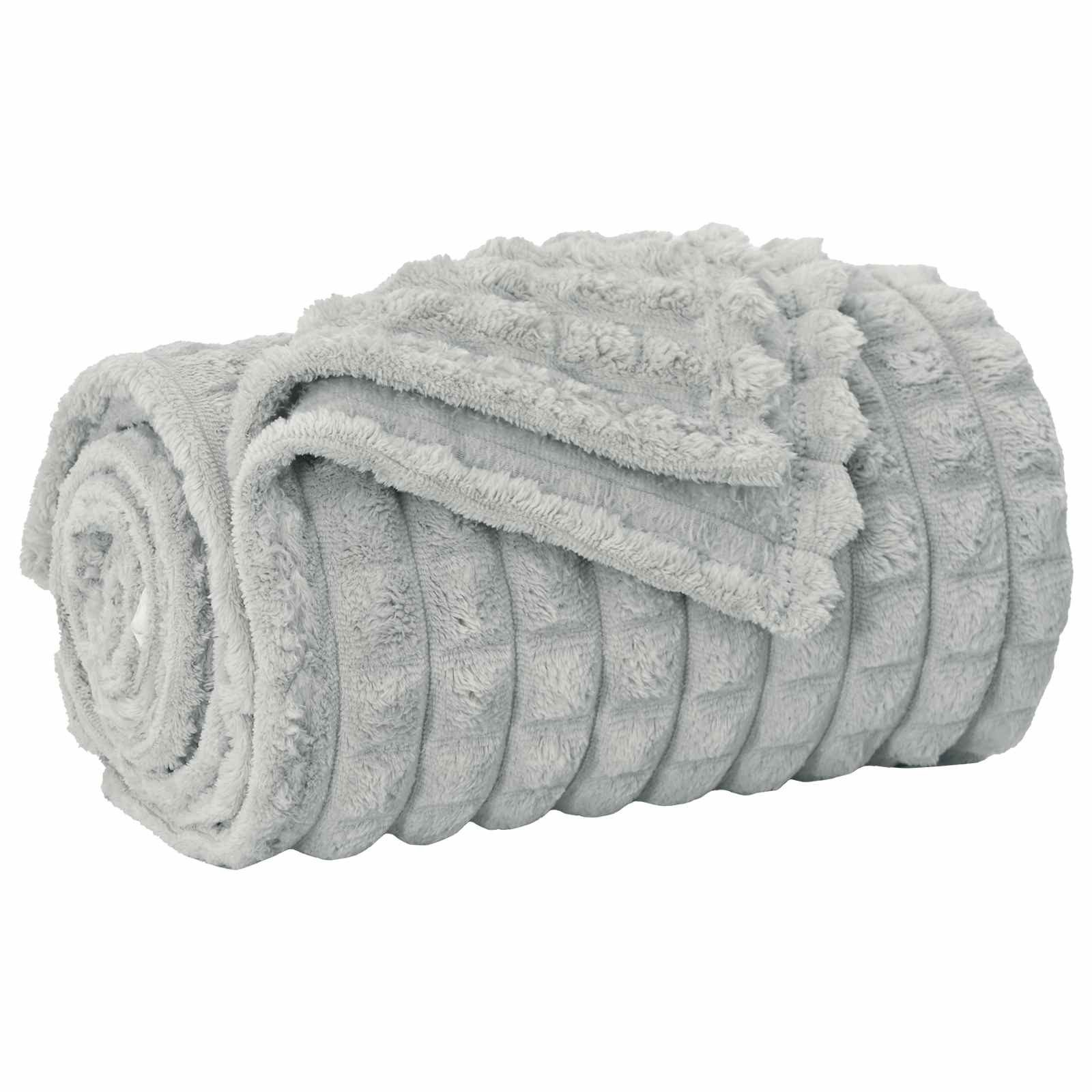 vidaXL Bettüberwurf Überwurfdecke Grau 240 x 220 cm Fleece