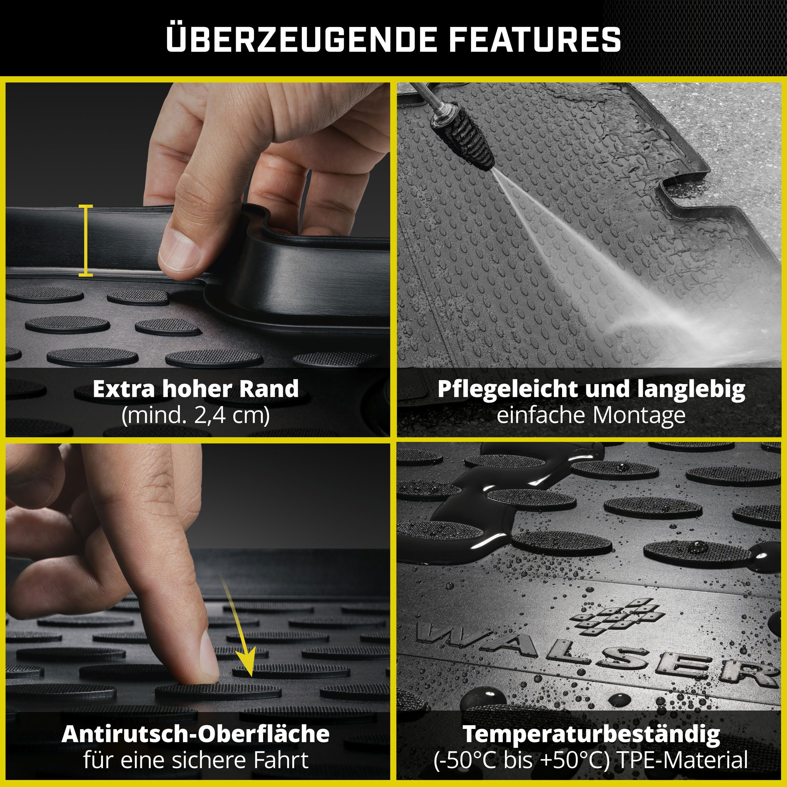 WALSER Boot Liner Boot Mat Custom Fit XTR (1 pc), for VW PASSAT B8 Variant (3G5, CB5), PASSAT ALLTRACK B8 Variant (3G5, CB5) VW PASSAT B8 Variant (3G5, CB5) 08/2014-, VW PASSAT ALLTRACK B8 Variant (3G5, CB5) 05/2015-