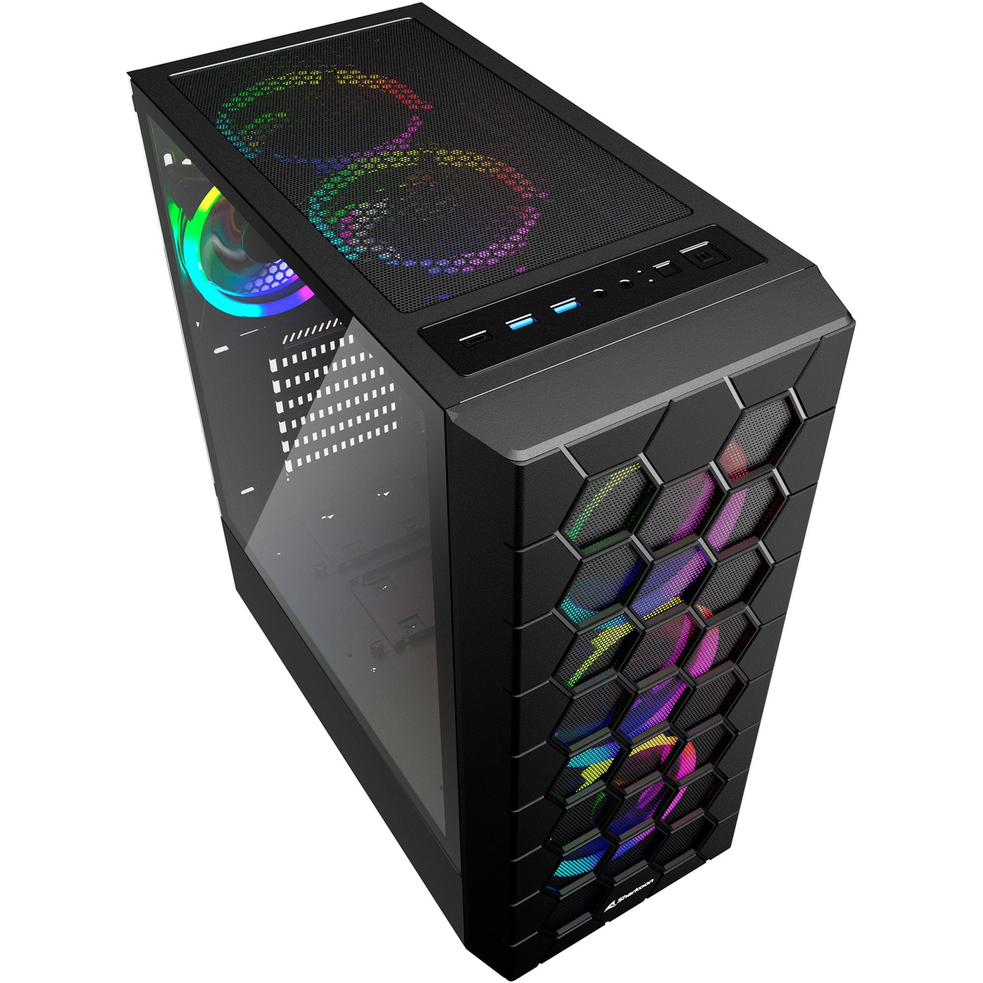 Sharkoon PC-Gehäuse Sharkoon RGB HEX, Tower-Gehäuse, (Seitenteil aus