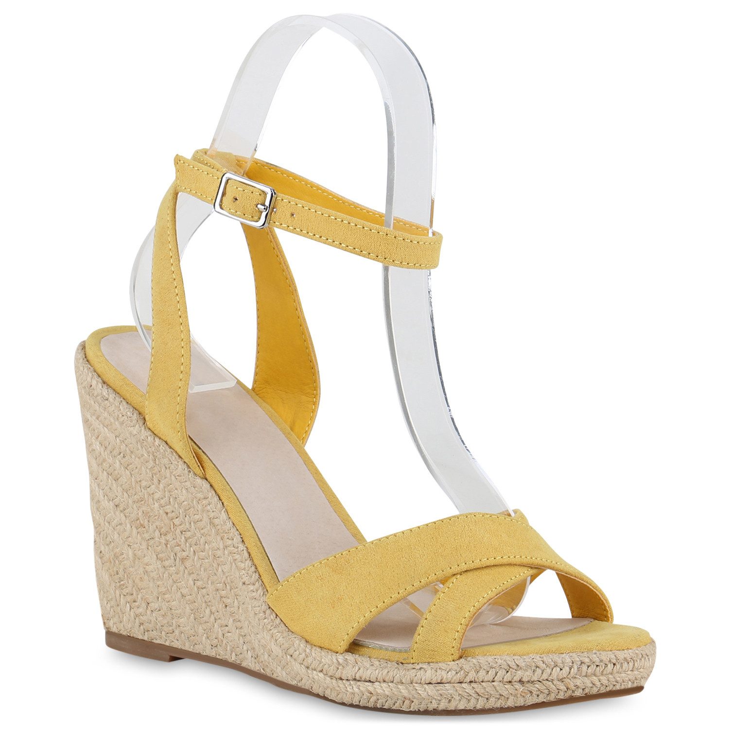 VAN HILL 21367640 NH 1802572-CO-2280 Damen Sandaletten Ocre Micro 40 Keilsandalette Damen Keilsandaletten Sandaletten Keilabsatz Bast Wedge