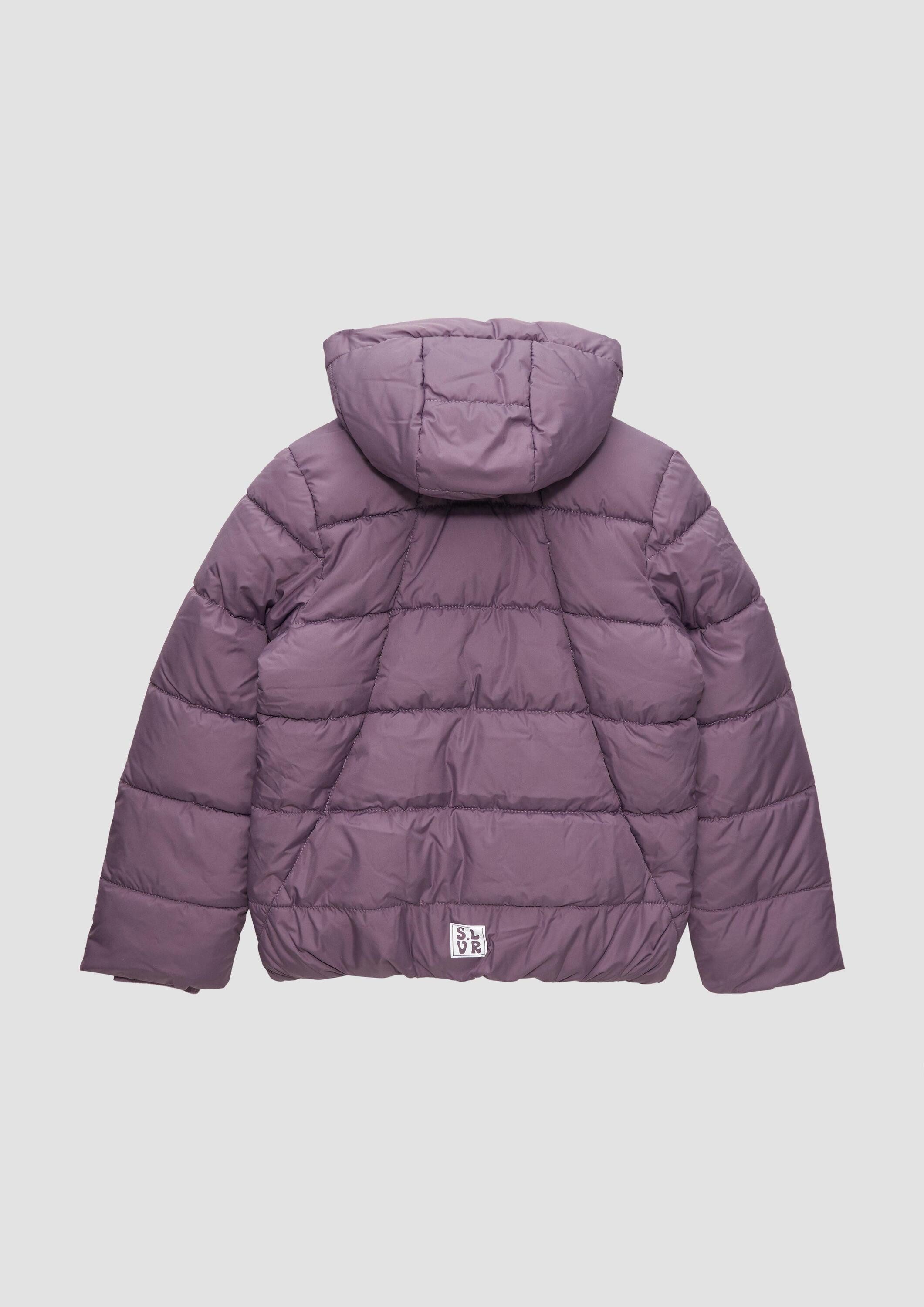 s.Oliver Winterjacke Outdoor-Jacke Pufferjacke mit Fleece-Futter und Printdetail in der Kapuze